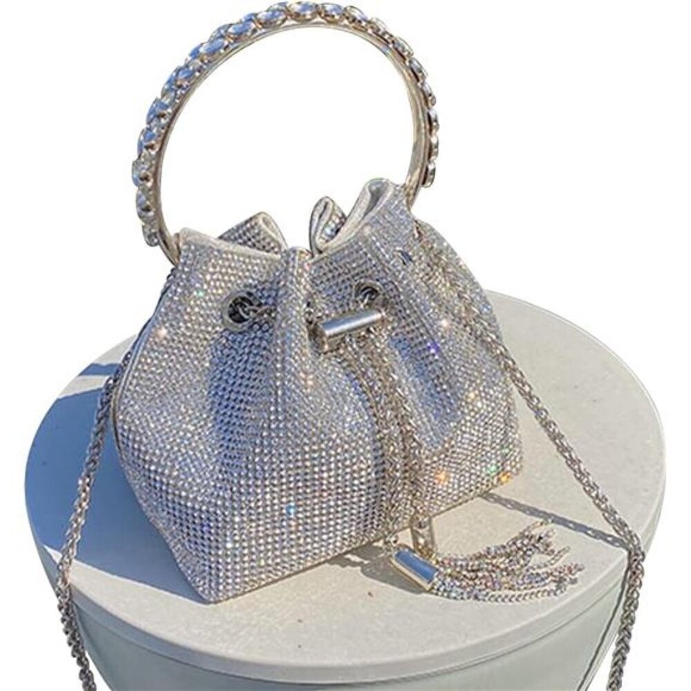 Sparkly Rhinestone Evening Clutch Silver Bling Purse